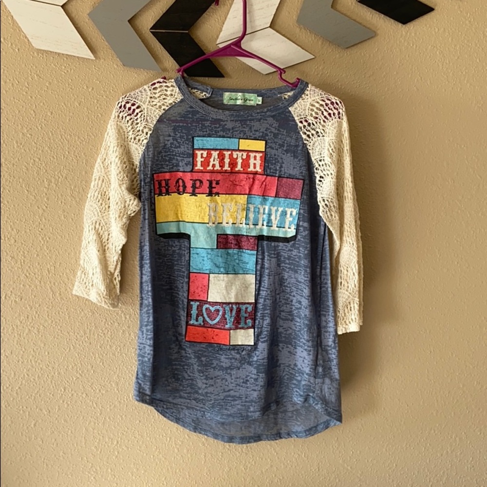 Southern grace three quarter sleeve shirt
